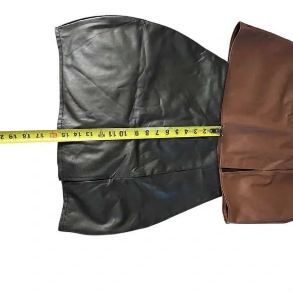 Brown and Black pleather Skirt Set - Picture 4 of 7
